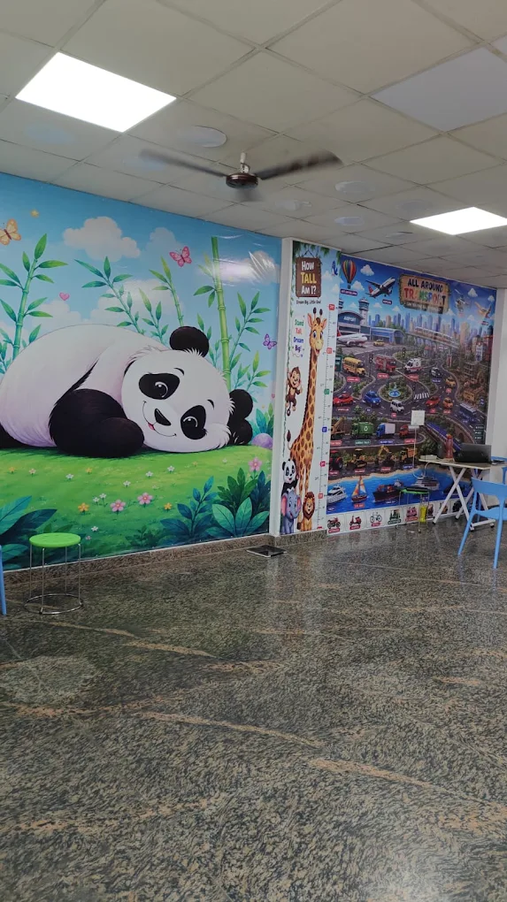 Sleeping panda mural inside Panda Play House