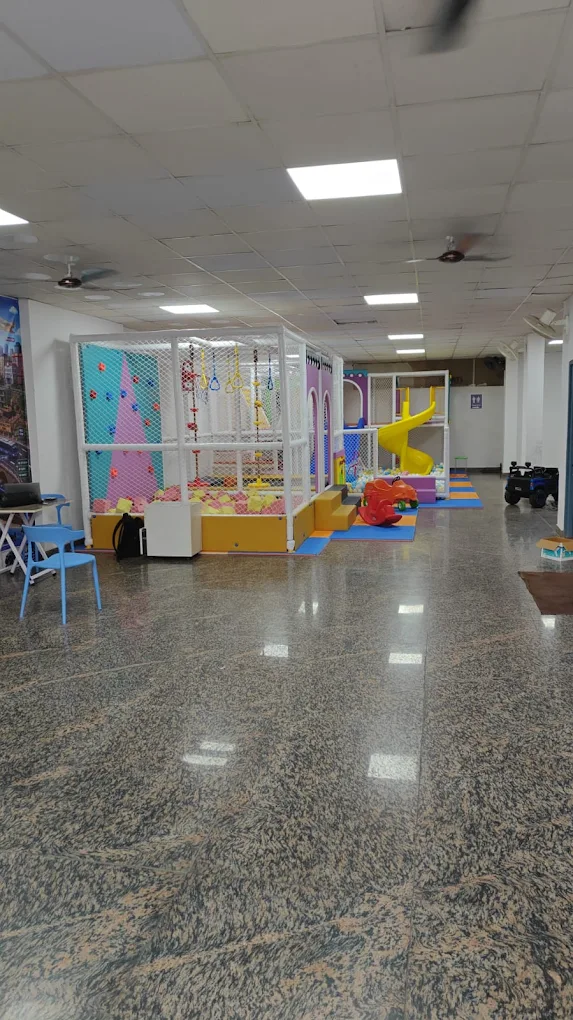 Wide view of the indoor play area at Panda Play House
